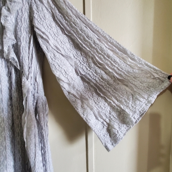 POL Run Down grey mini dress. Boho. Sz med. Lace vneck - Picture 4 of 14